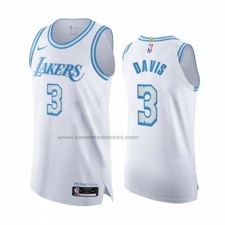 Maglia Los Angeles Lakers Anthony Davis NO 3 Citta Autentico 2020-21 Bianco