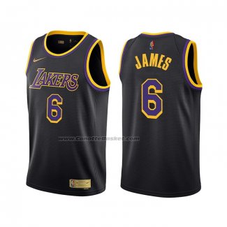 Maglia Los Angeles Lakers LeBron James NO 6 Earned 2021-22 Nero