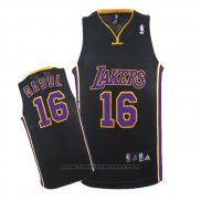 Maglia Los Angeles Lakers Pau Gasol #16 Nero Viola