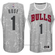 Maglia Luci Della Citta Chicago Bulls Derrick Rose #1 Grigio