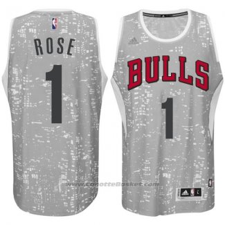 Maglia Luci Della Citta Chicago Bulls Derrick Rose #1 Grigio