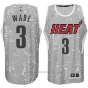 Maglia Luci Della Citta Miami Heat Dwyane Wade #3 Grigio