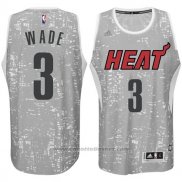 Maglia Luci Della Citta Miami Heat Dwyane Wade #3 Grigio