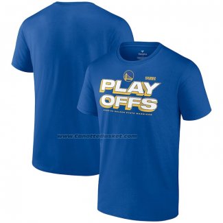 Maglia Manica Corta Golden State Warriors 2023 NBA Playoffs Blu