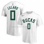 Maglia Manica Corta Milwaukee Bucks Damian Lillard Bianco