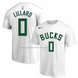Maglia Manica Corta Milwaukee Bucks Damian Lillard Bianco