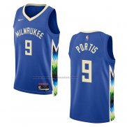 Maglia Milwaukee Bucks Bobby Portis #9 Citta 2022-23 Blu