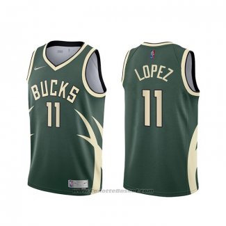 Maglia Milwaukee Bucks Brook Lopez #11 Earned 2020-21 Verde