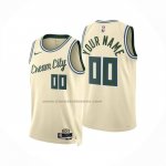 Maglia Milwaukee Bucks Personalizzate Citta 2025-26 Crema