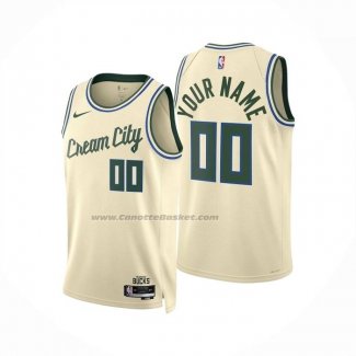 Maglia Milwaukee Bucks Personalizzate Citta 2025-26 Crema