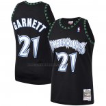 Maglia Minnesota Timberwolves Kevin Garnett NO 21 Hardwood Classics Throwback Nero