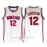 Maglia NCAA Gonzaga University John Stockton #12 Bianco