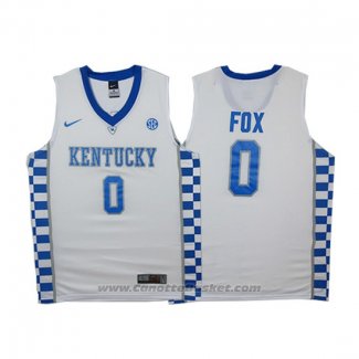 Maglia NCAA Kentucky Wildcats De'Aaron Fox #0 Bianco