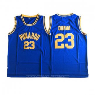 Maglia NCAA Punahou Barack Obama #23 Blu