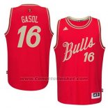 Maglia Natale 2015 Chicago Bulls Pau Gasol #16 Rosso