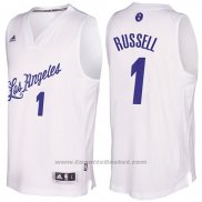 Maglia Natale 2016 Los Angeles Lakers D'Angelo Russell #1 Bianco