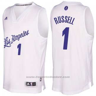 Maglia Natale 2016 Los Angeles Lakers D'Angelo Russell #1 Bianco