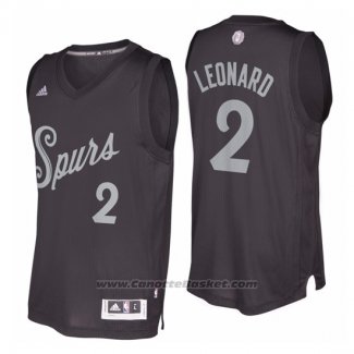 Maglia Natale 2016 San Antonio Spurs Kawhi Leonard #2 Nero