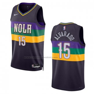 Maglia New Orleans Pelicans Jose Alvarado #15 Citta 2022-23 Viola