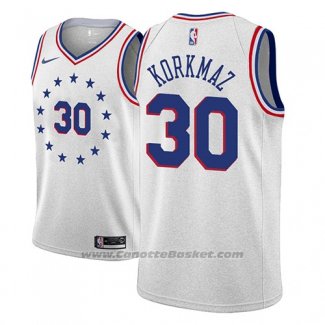 Maglia Philadelphia 76ers Furkan Korkmaz #30 Earned 2018-19 Grigio