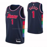 Maglia Philadelphia 76ers James Harden #1 Citta 2021-22 Blu