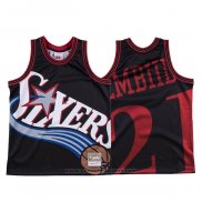 Maglia Philadelphia 76ers Joel Embiid #21 Mitchell & Ness Big Face Nero