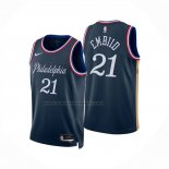 Maglia Philadelphia 76ers Joel Embiid No 21 Citta 2025-26 Blu