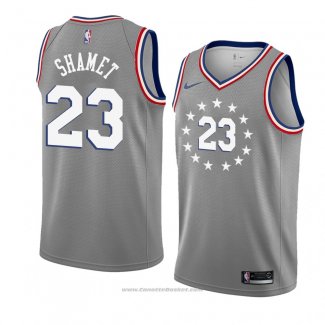 Maglia Philadelphia 76ers Landry Shamet #23 Citta 2018-19 Grigio