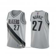 Maglia Portland Trail Blazers Jusuf Nurkic #27 Earned 2020-21 Grigio