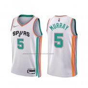 Maglia San Antonio Spurs Dejounte Murray NO 5 Citta 2021-22 Bianco