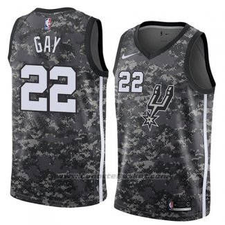 Maglia San Antonio Spurs Rudy Gay #22 Citta 2018 Grigio