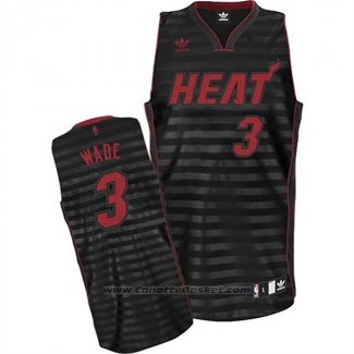 Maglia Scanalatura Moda Miami Heat Dwyane Wade #3 Nero