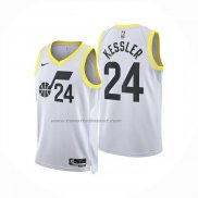 Maglia Utah Jazz Walker Kessler No 24 Association 2024-25 Bianco