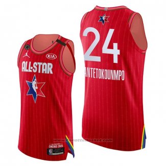 Maglia All Star 2020 Milwaukee Bucks Giannis Antetokounmpo #24 Autentico Rosso