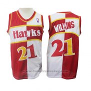 Maglia Atlanta Hawks Dominique Wilkins #21 Retro Rosso Bianco