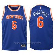 Maglia Bambino New York Knicks Kristaps Porzingis #6 2017-18 Blu