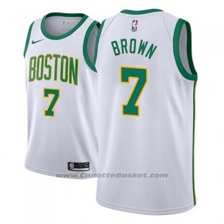 Maglia Boston Celtics Jaylen Brown #7 Citta 2018-19 Bianco