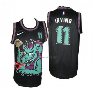 Maglia Brooklyn Nets Kyrie Irving NO 11 Swamp Dragon Nero