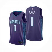 Maglia Charlotte Hornets Lamelo Ball No 1 Statement 2024-25 Viola