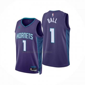 Maglia Charlotte Hornets Lamelo Ball No 1 Statement 2024-25 Viola