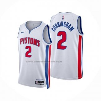 Maglia Detroit Pistons Cade Cunningham No 2 Association 2024-25 Bianco