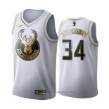 Maglia Golden Edition Milwaukee Bucks Giannis Antetokounmpo #34 Bianco