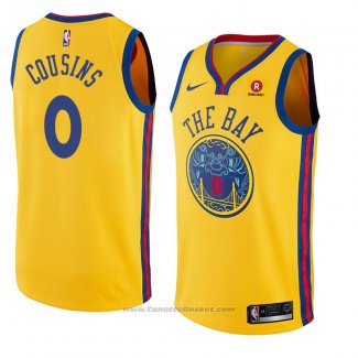 Maglia Golden State Warriors Demarcus Cousins #0 Citta 2018 Giallo