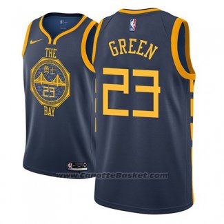 Maglia Golden State Warriors Draymond Green #23 Citta 2018-19 Blu