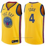 Maglia Golden State Warriors Quinn Cook #4 Citta 2017-18 Giallo