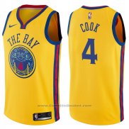 Maglia Golden State Warriors Quinn Cook #4 Citta 2017-18 Giallo