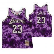 Maglia Los Angeles Laker LeBron James NO 23 Galaxy Viola