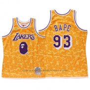 Maglia Los Angeles Lakers Bape #93 Mitchell & Ness Giallo