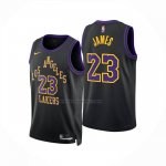 Maglia Los Angeles Lakers Lebron James No 23 Citta 2025-26 Nero