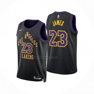 Maglia Los Angeles Lakers Lebron James No 23 Citta 2025-26 Nero